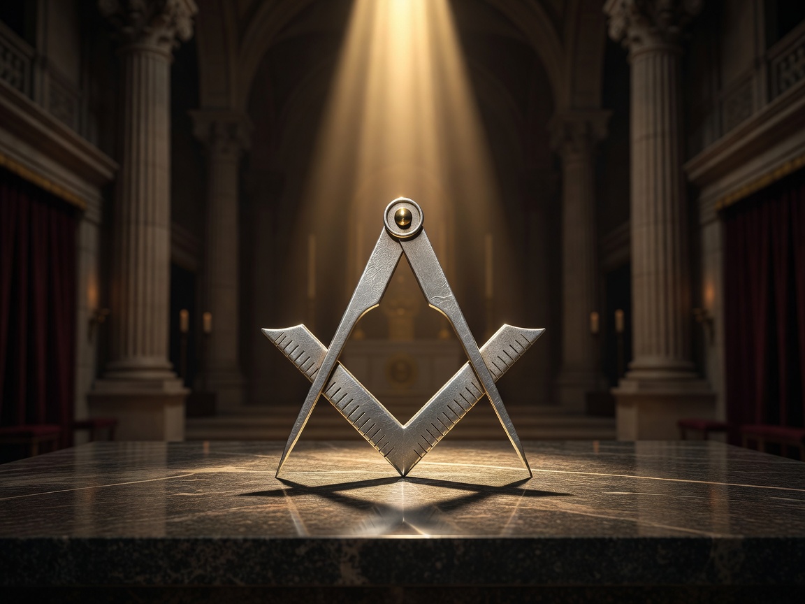 Masonic compass and square representation